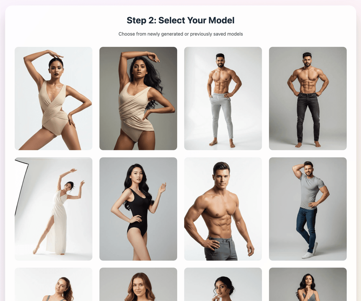 Step 2: Select Your Model interface showing model gallery